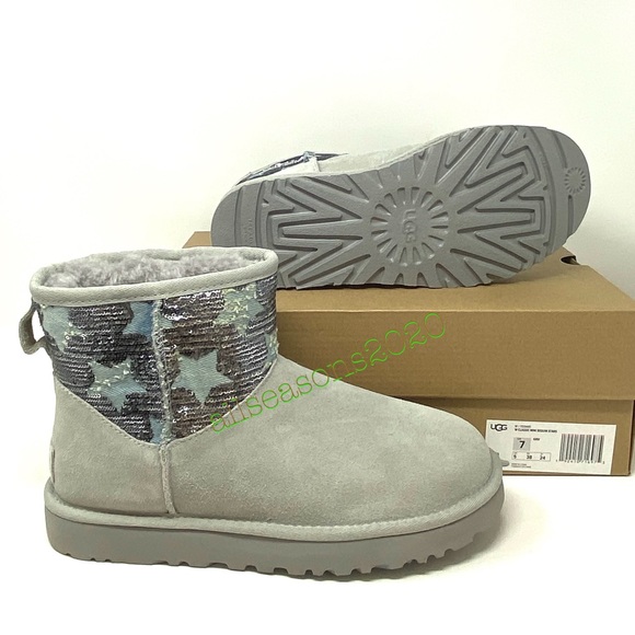 UGG Mini Sequin Star Women’s Boots Suede Grey - Picture 11 of 11